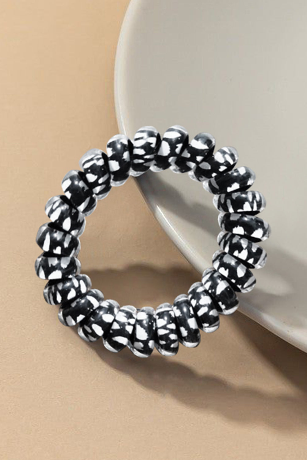 Brown Leopard Telephone Spiral Coil Wire Hair Tie