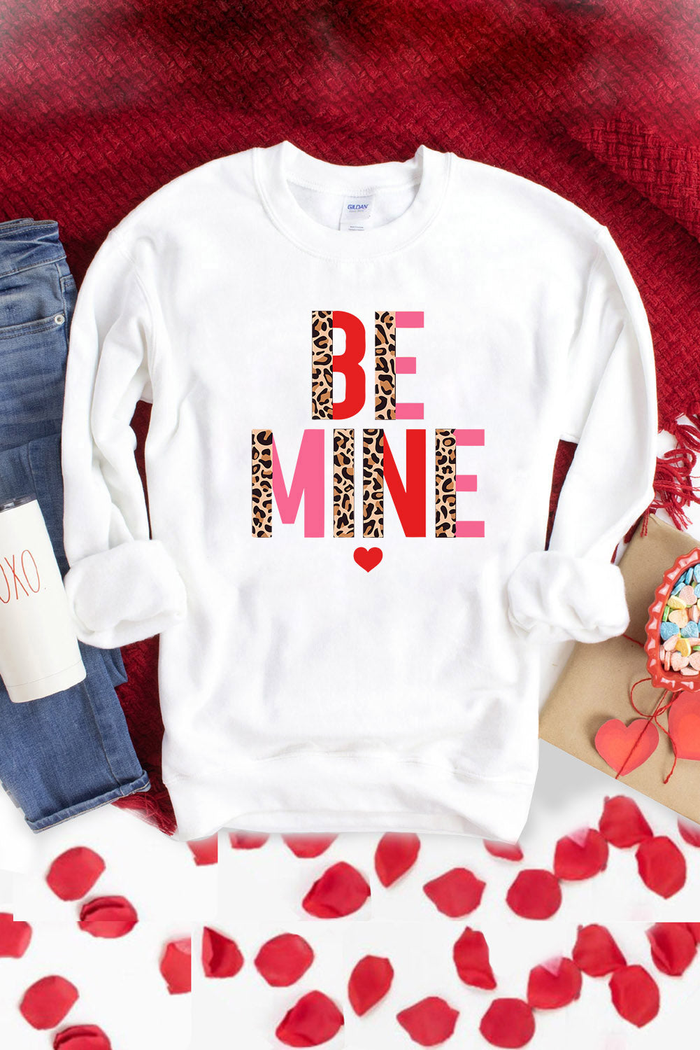 Heart Letters Print Casual Graphic Pullover Sweatshirt