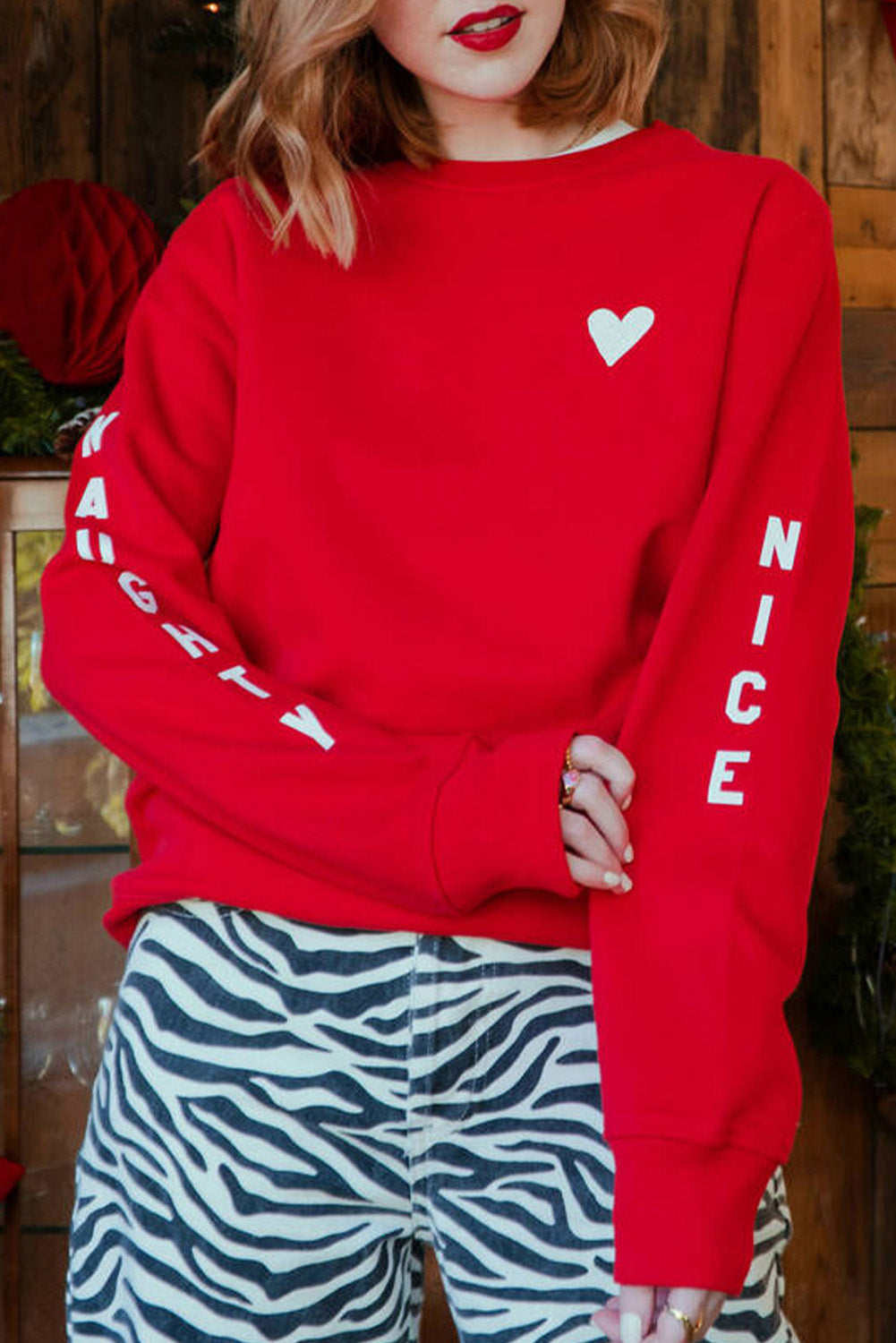 Heart Letters Print Casual Graphic Pullover Sweatshirt