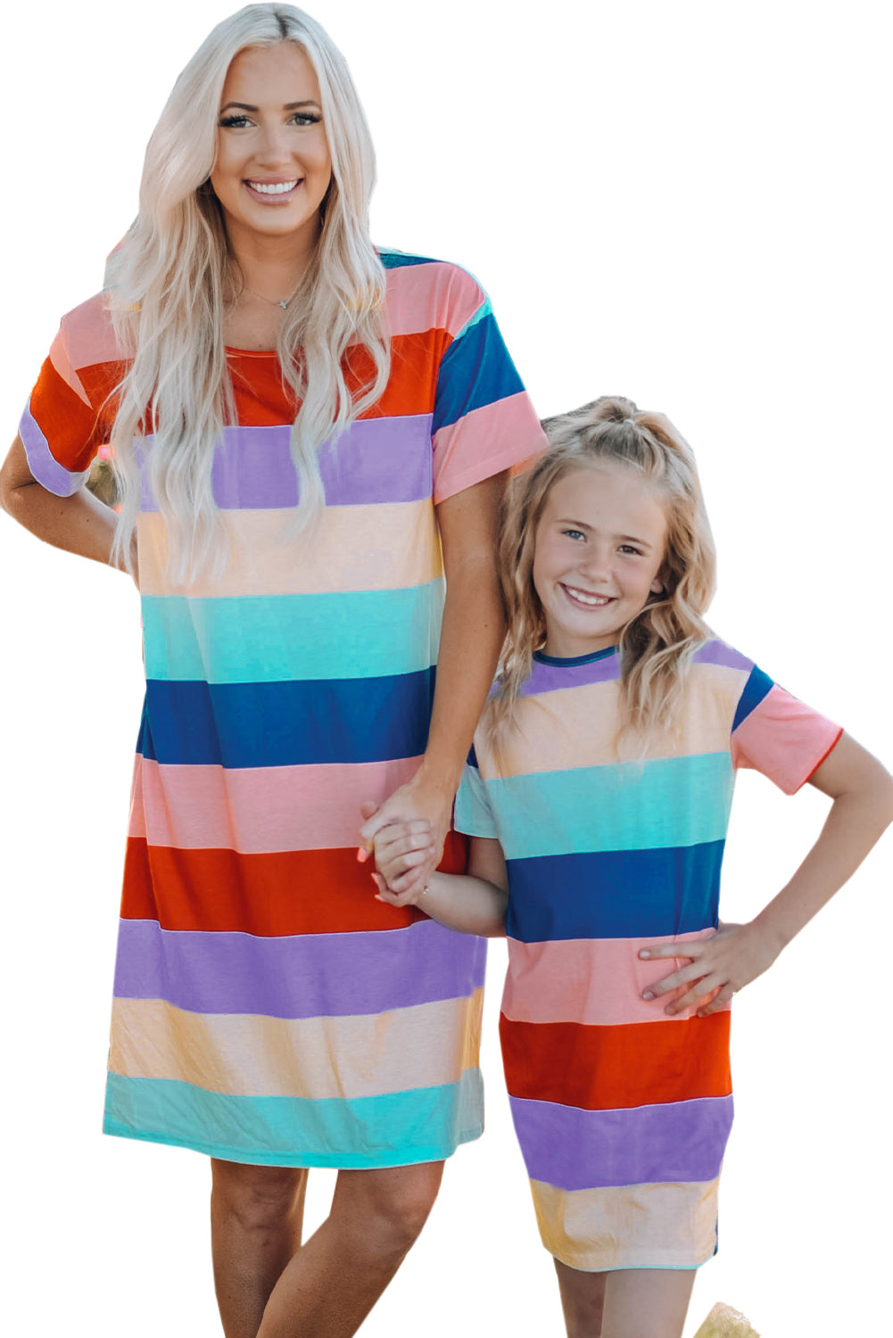 Multicolor Striped Colorblock Midi Dress Mommy & Me Dress