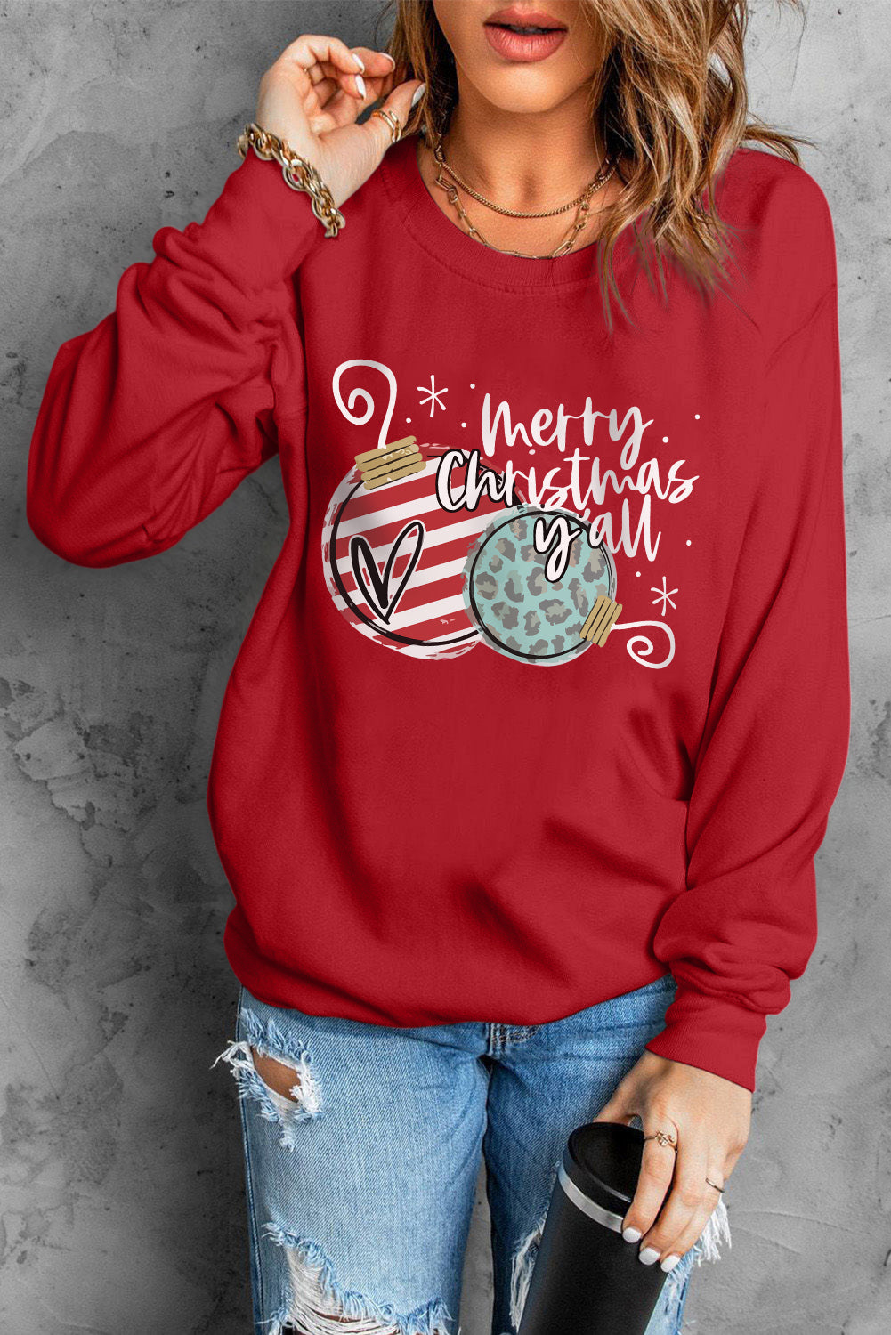 Christmas Glitter Letter Print Graphic Pullover Sweatshirt