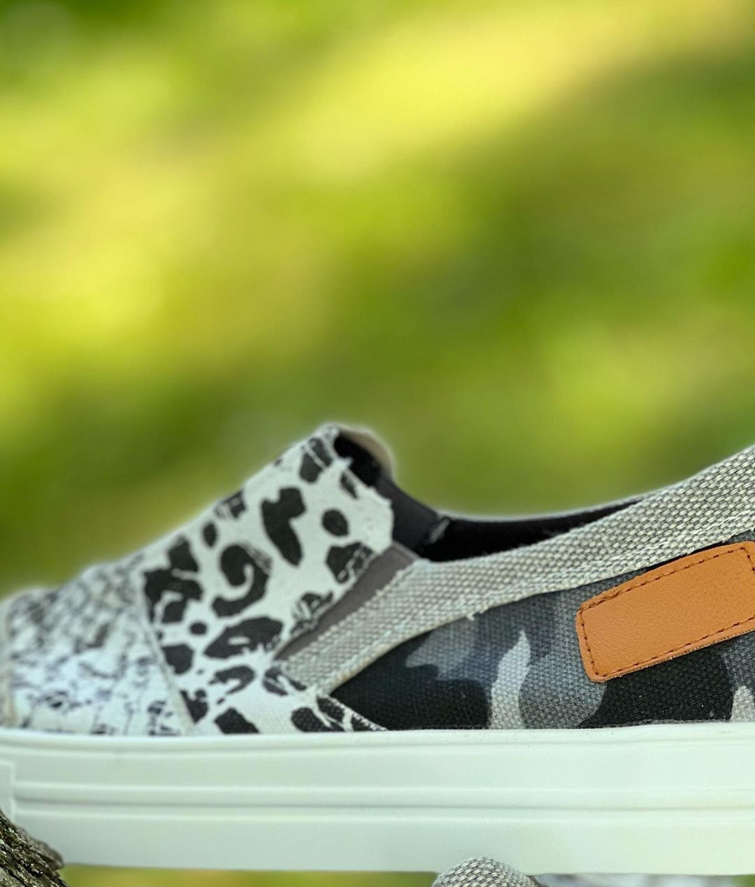 Snake Leopard Mixed Print Slip-on Canvas