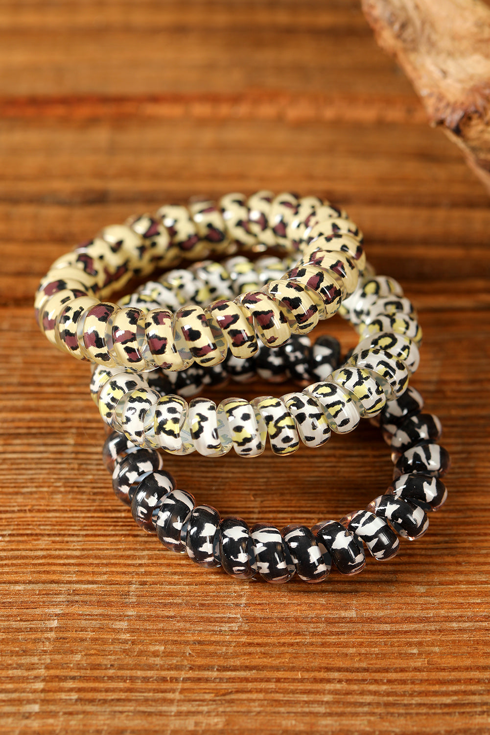 Brown Leopard Telephone Spiral Coil Wire Hair Tie