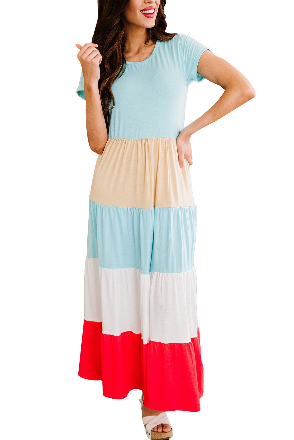 Multicolor Colorblock Tiered Maxi Dress Mommy & Me Dress