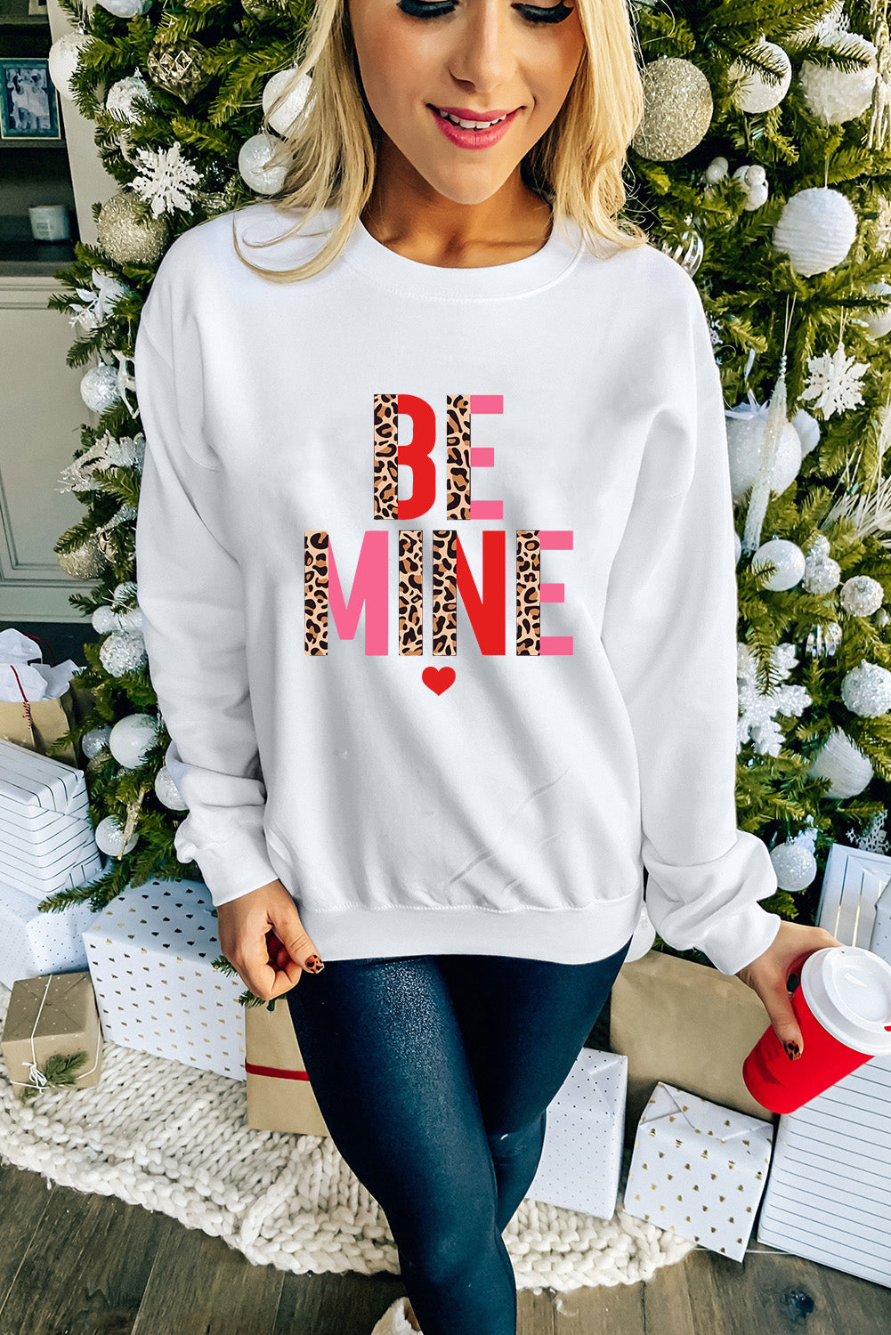 Heart Letters Print Casual Graphic Pullover Sweatshirt