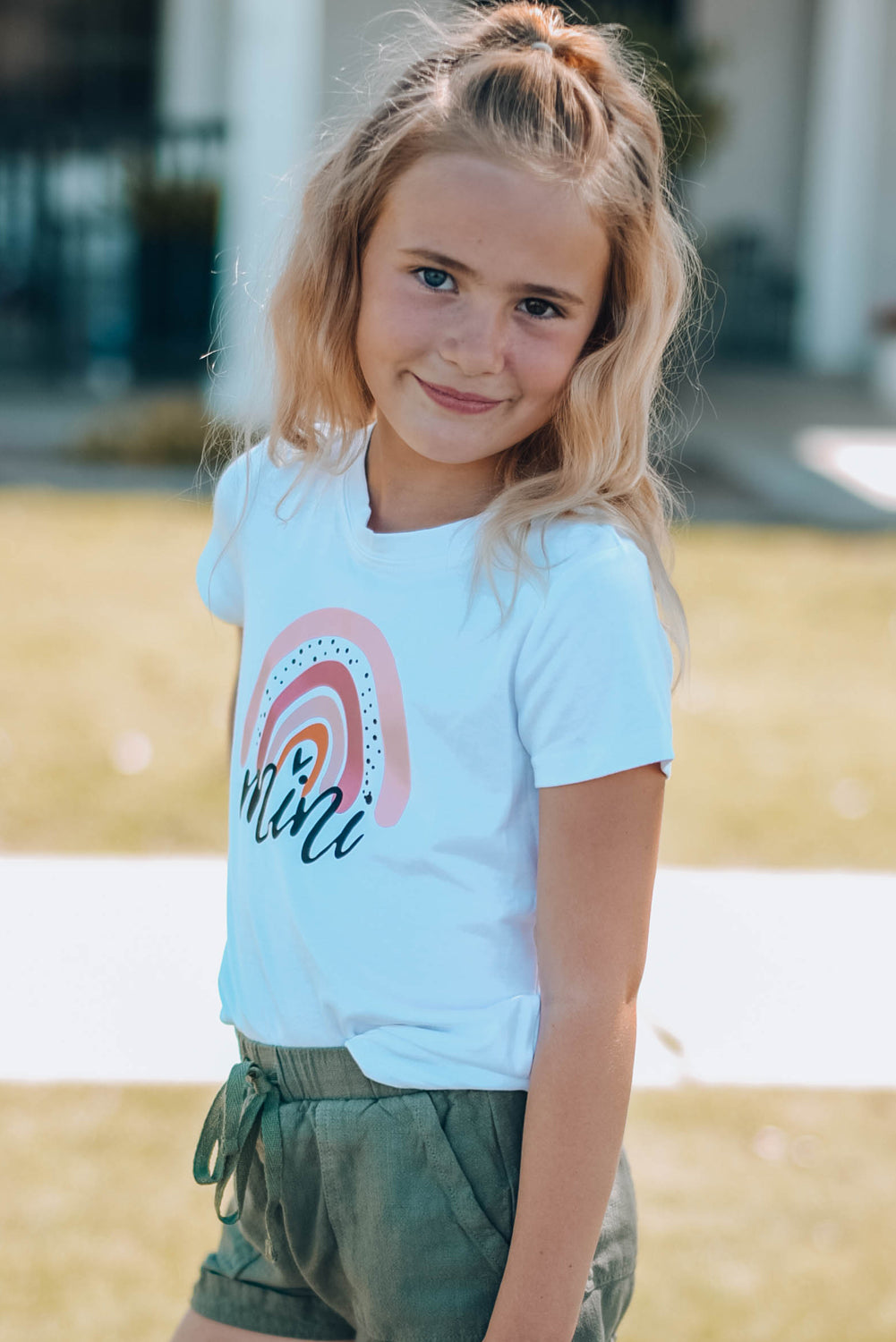 Casual Rainbow Mini Print T-Shirt For Kids