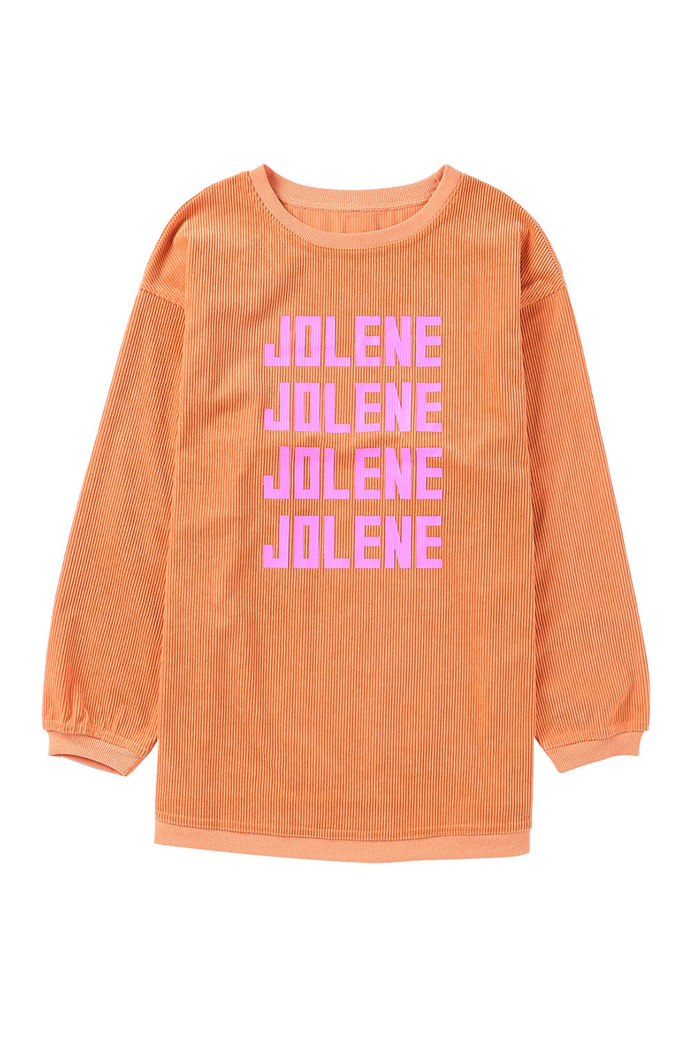 Orange Jolene Letter Print Ribbed Oversized Sweatshirt