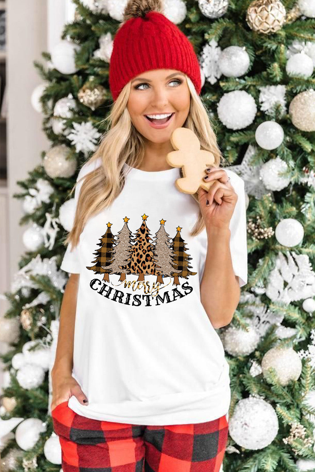 Grey Peace Love Santa Casual Christmas Graphic Tee