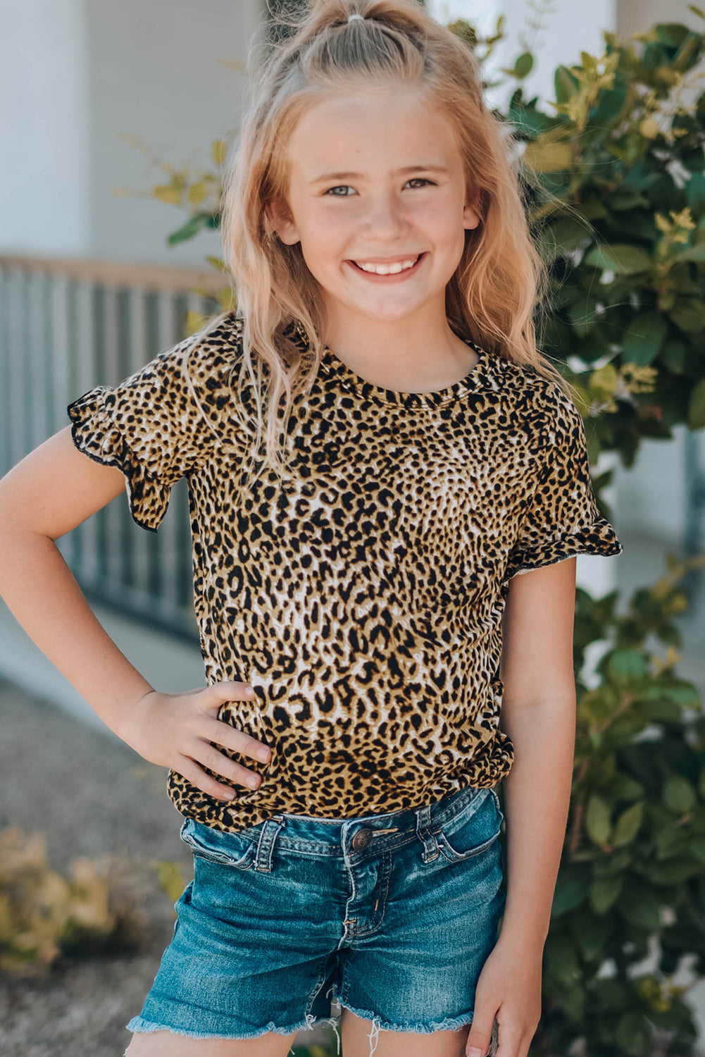 Cheetah Print Short Sleeve Blouse Mommy & Me Outfit