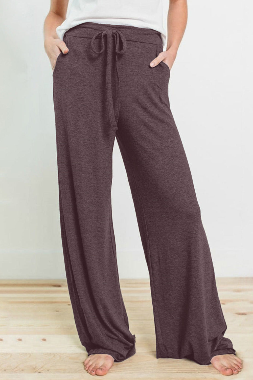 Wide Leg Drawstring Loungewear Pants