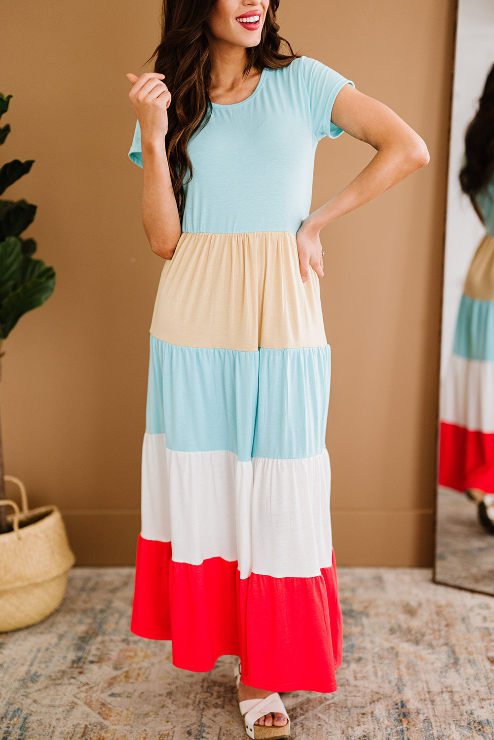 Multicolor Colorblock Tiered Maxi Dress Mommy & Me Dress