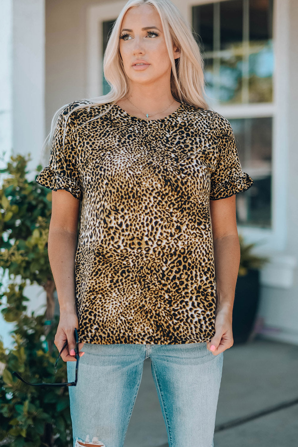 Cheetah Print Short Sleeve Blouse Mommy & Me Outfit