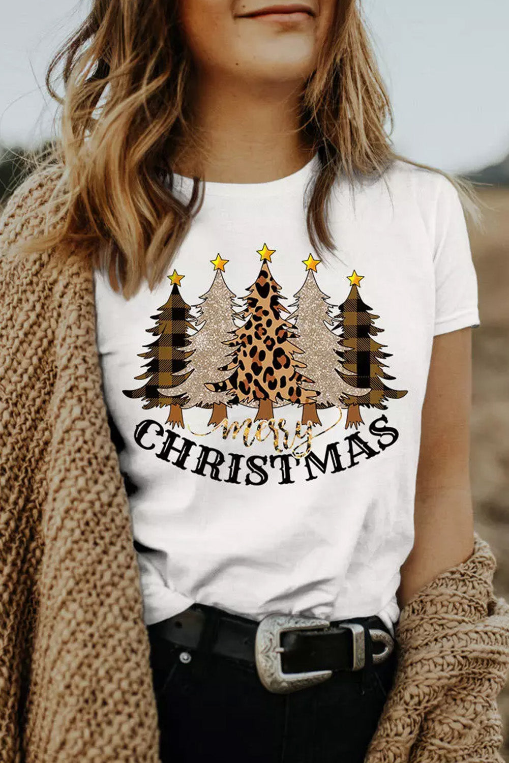 Grey Peace Love Santa Casual Christmas Graphic Tee