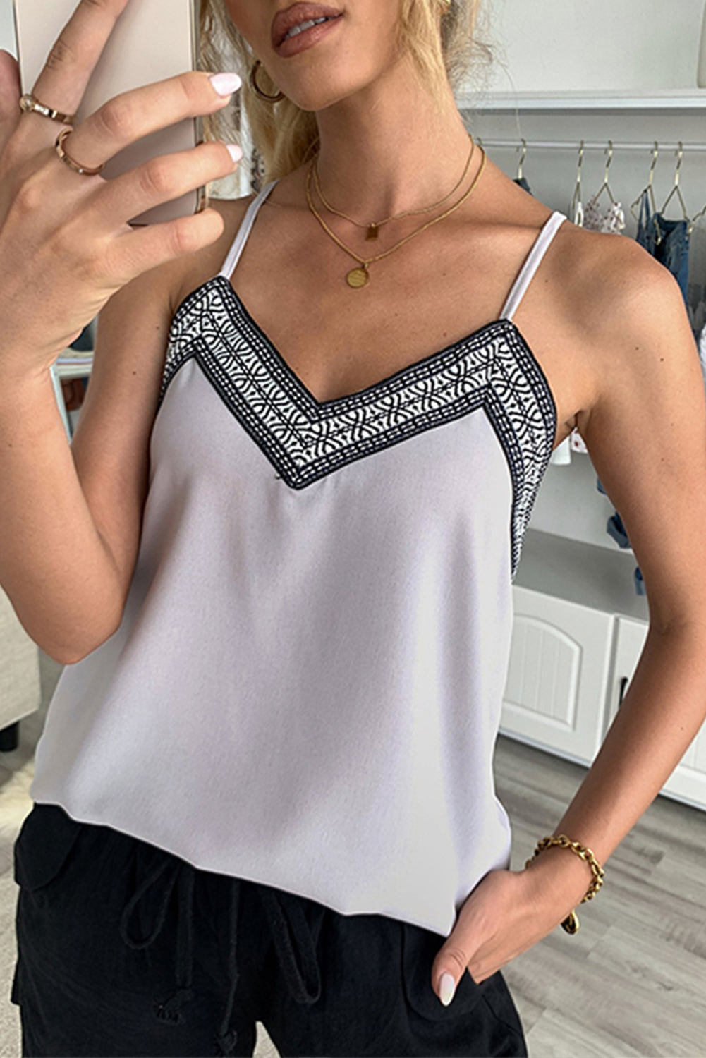 Sleeveless V Neck Tank Top for Women