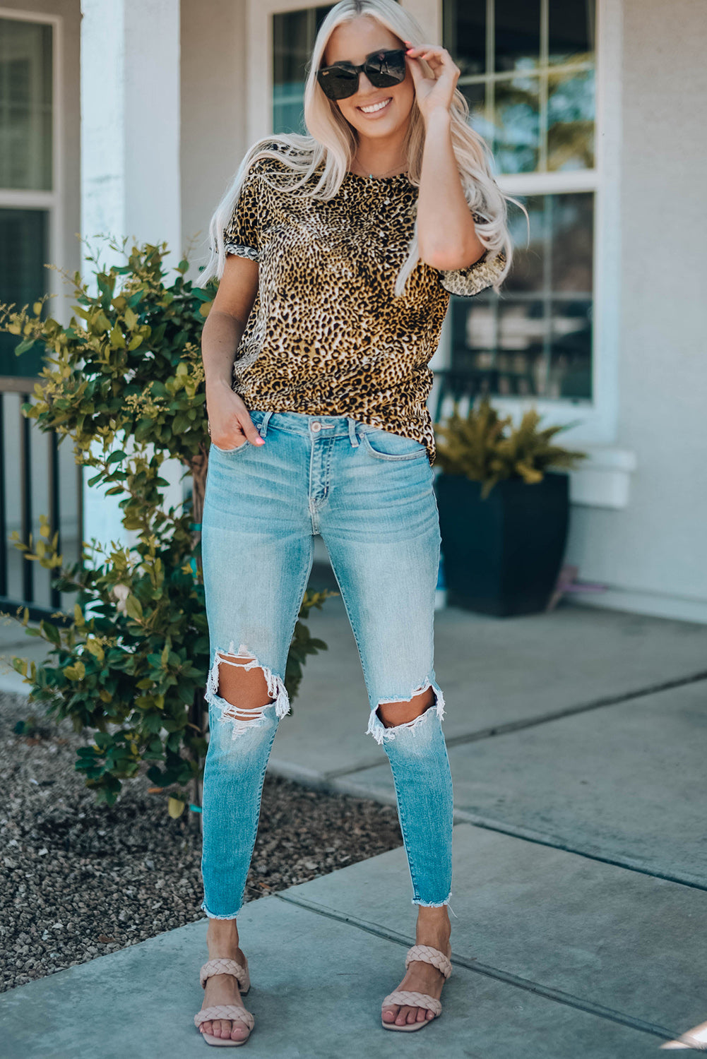 Cheetah Print Short Sleeve Blouse Mommy & Me Outfit