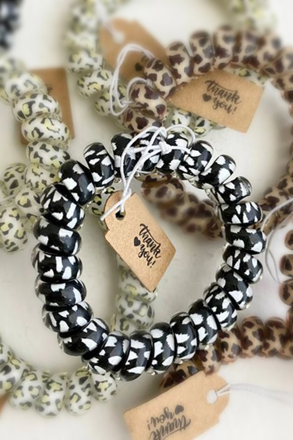 Brown Leopard Telephone Spiral Coil Wire Hair Tie