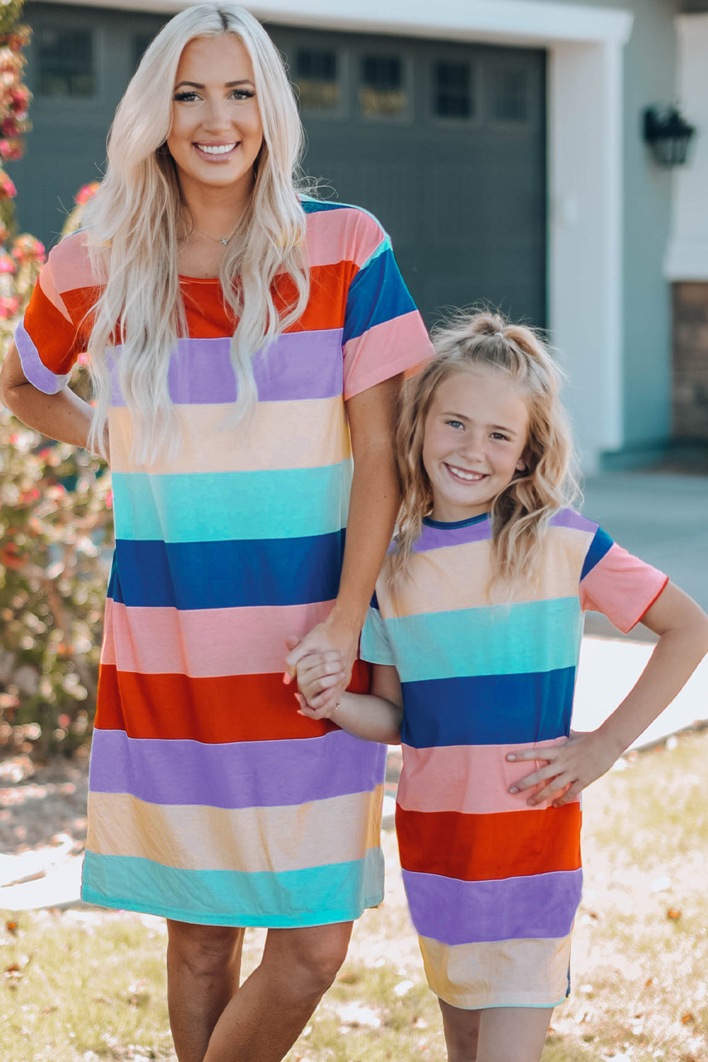 Multicolor Striped Colorblock Midi Dress Mommy & Me Dress