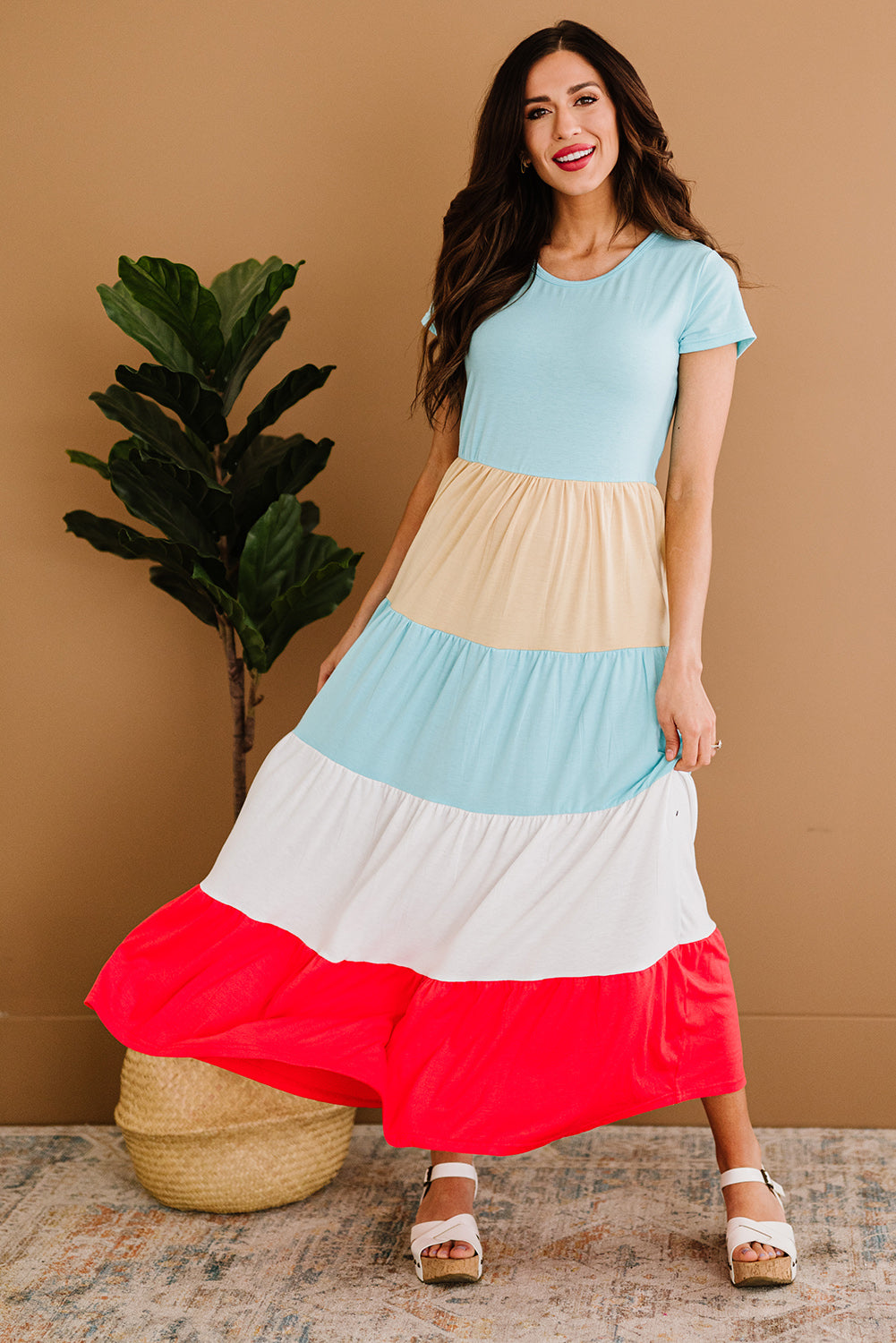 Multicolor Colorblock Tiered Maxi Dress Mommy & Me Dress