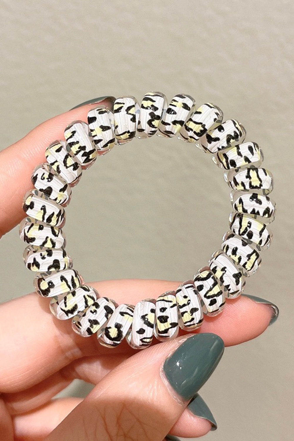 Brown Leopard Telephone Spiral Coil Wire Hair Tie