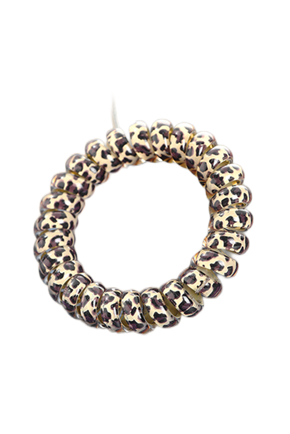 Brown Leopard Telephone Spiral Coil Wire Hair Tie