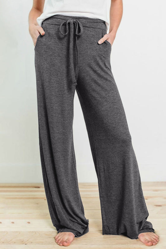 Wide Leg Drawstring Loungewear Pants