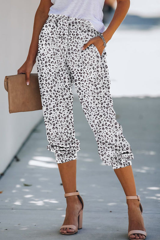 Casual Leopard Print Drawstring Joggers Pants