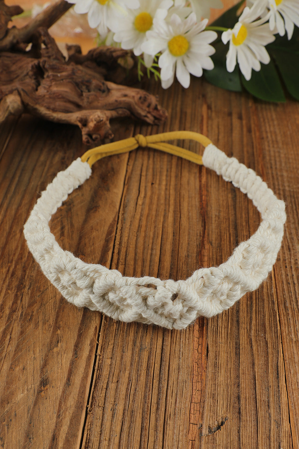 Beige Casual Braided Floral Hairband