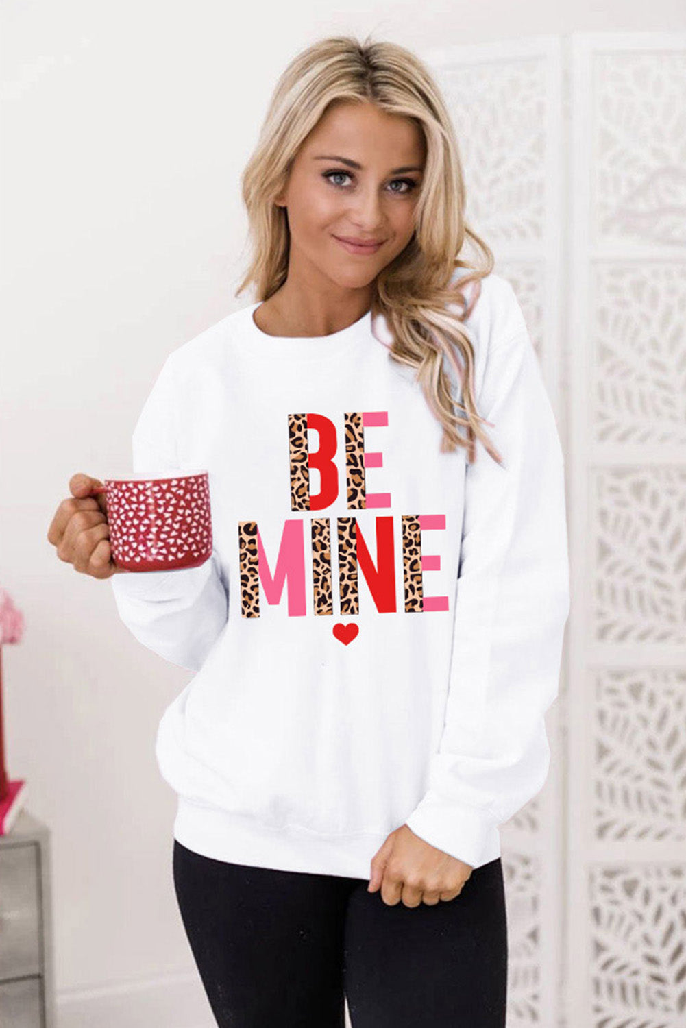 Heart Letters Print Casual Graphic Pullover Sweatshirt