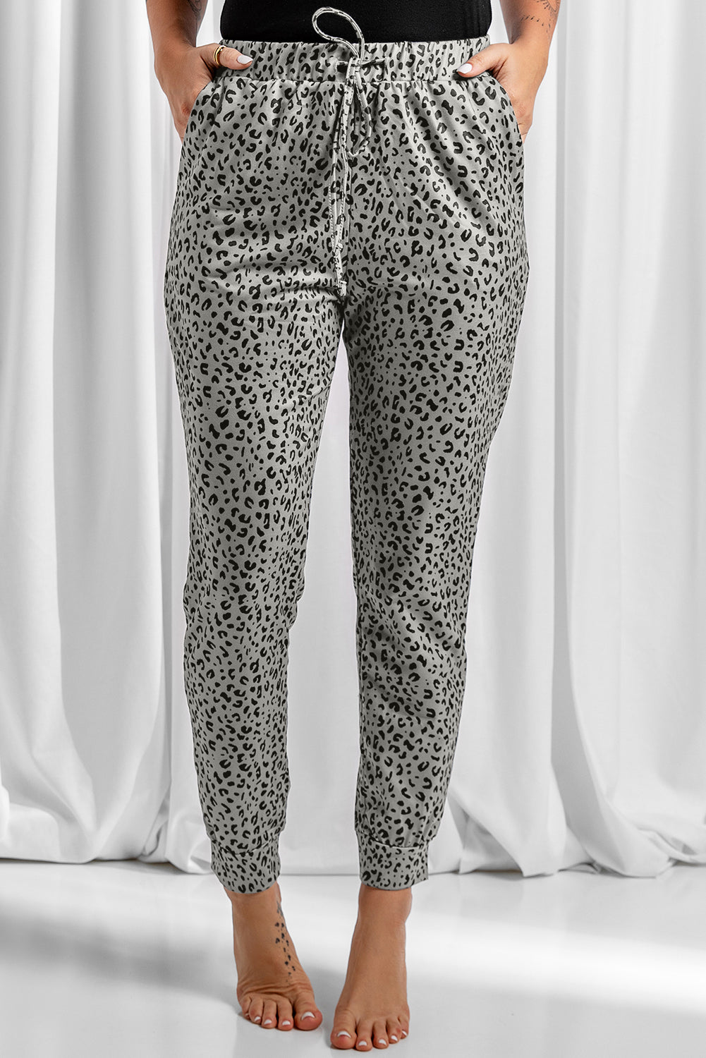 Leopard Pocket Breezy Drawstring Joggers