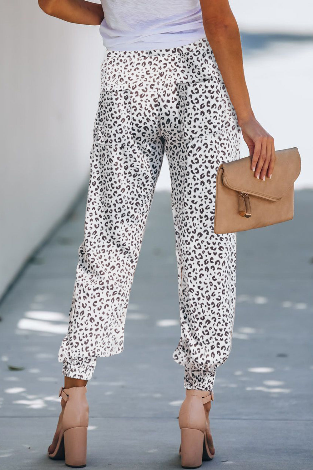 Casual Leopard Print Drawstring Joggers Pants