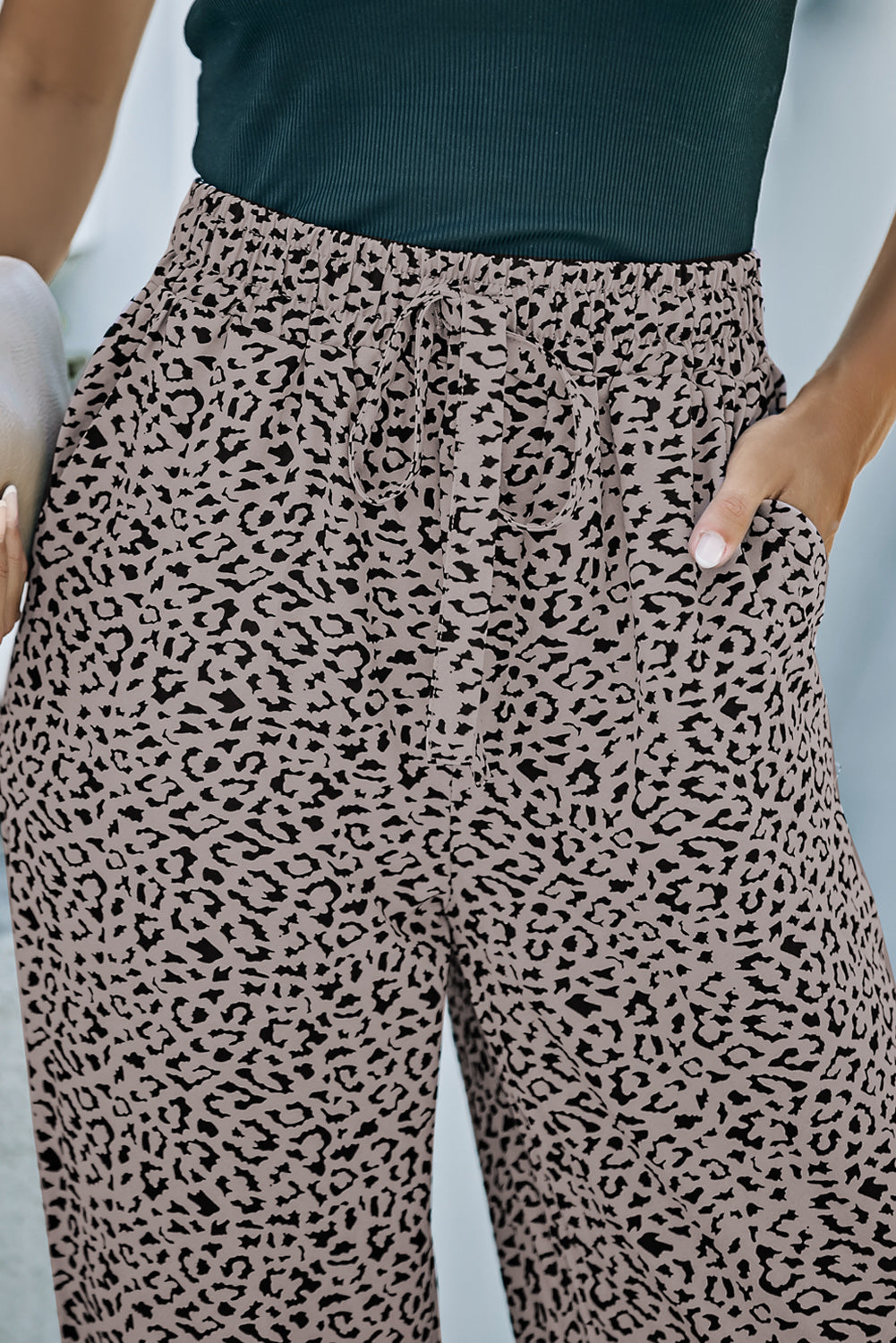 Casual Leopard Print Drawstring Joggers Pants