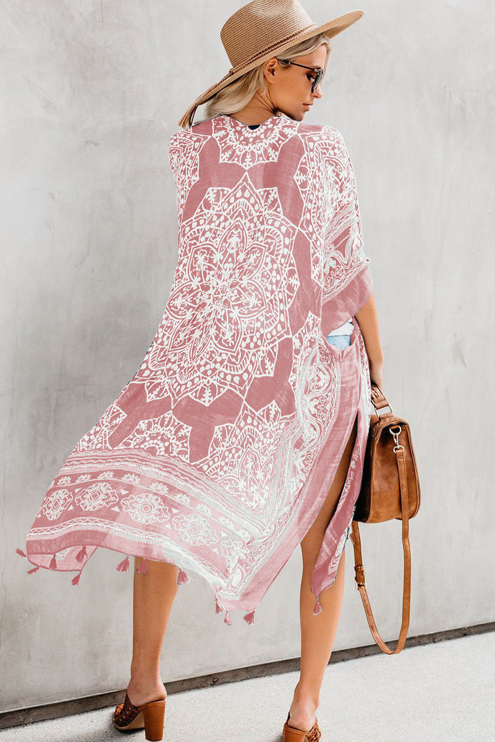 Tassel Bohemian Print Kimono Cover Up