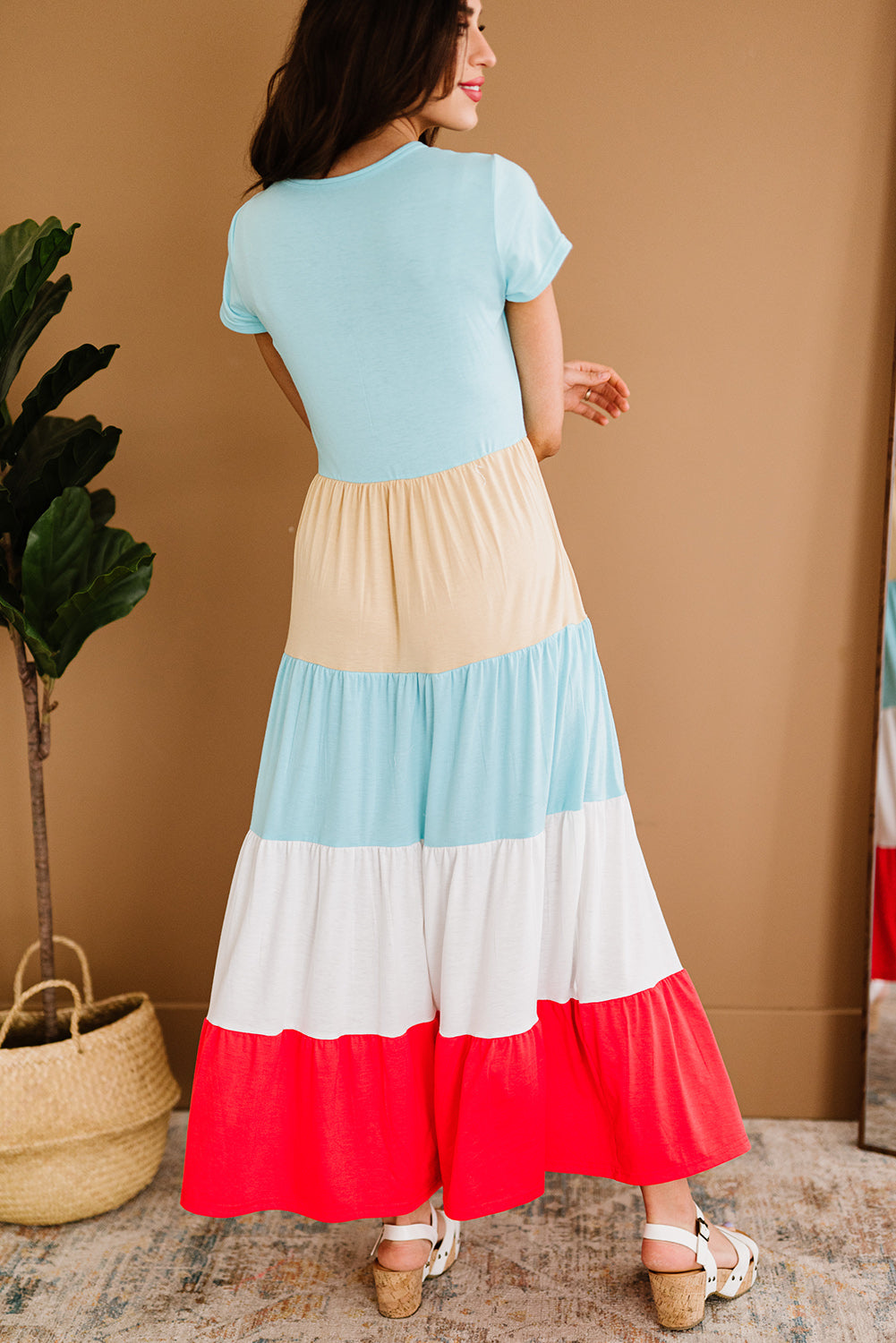 Multicolor Colorblock Tiered Maxi Dress Mommy & Me Dress