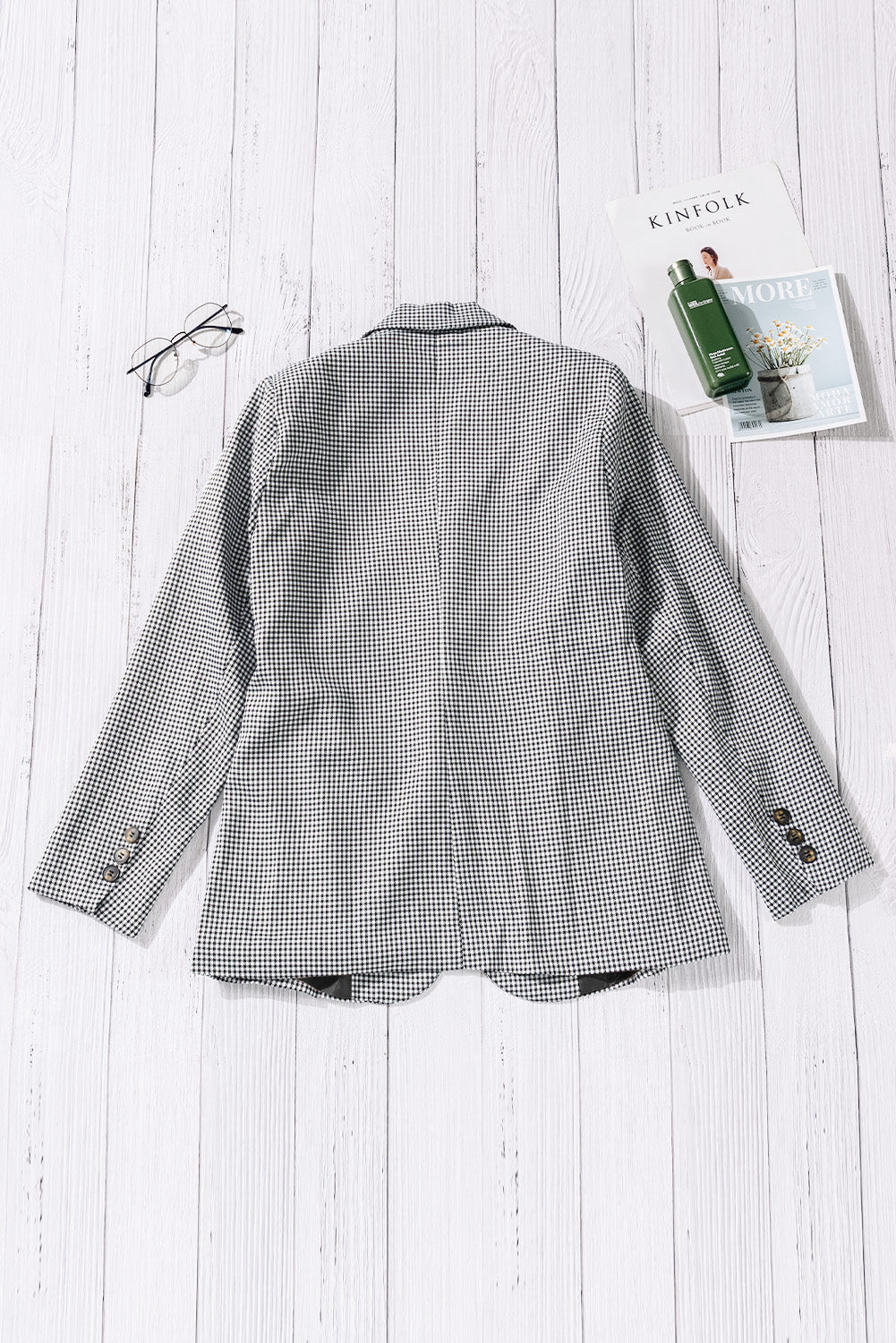 Casual Lapel Collar Plaid Blazer for Women