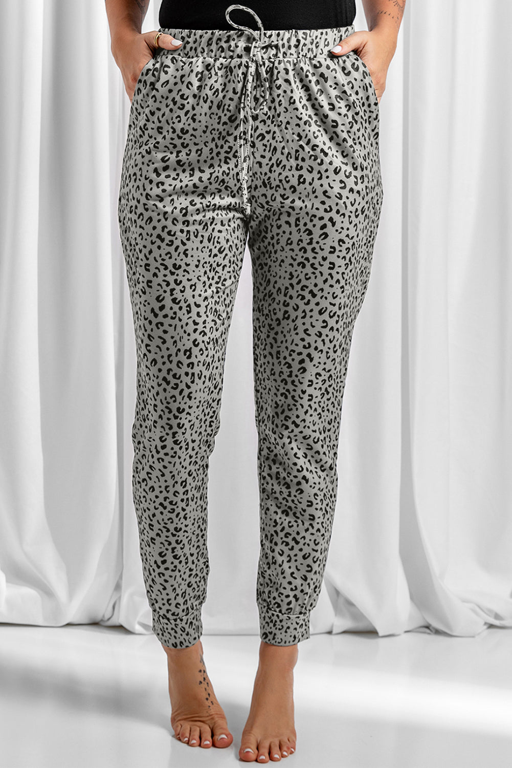 Leopard Pocket Breezy Drawstring Joggers