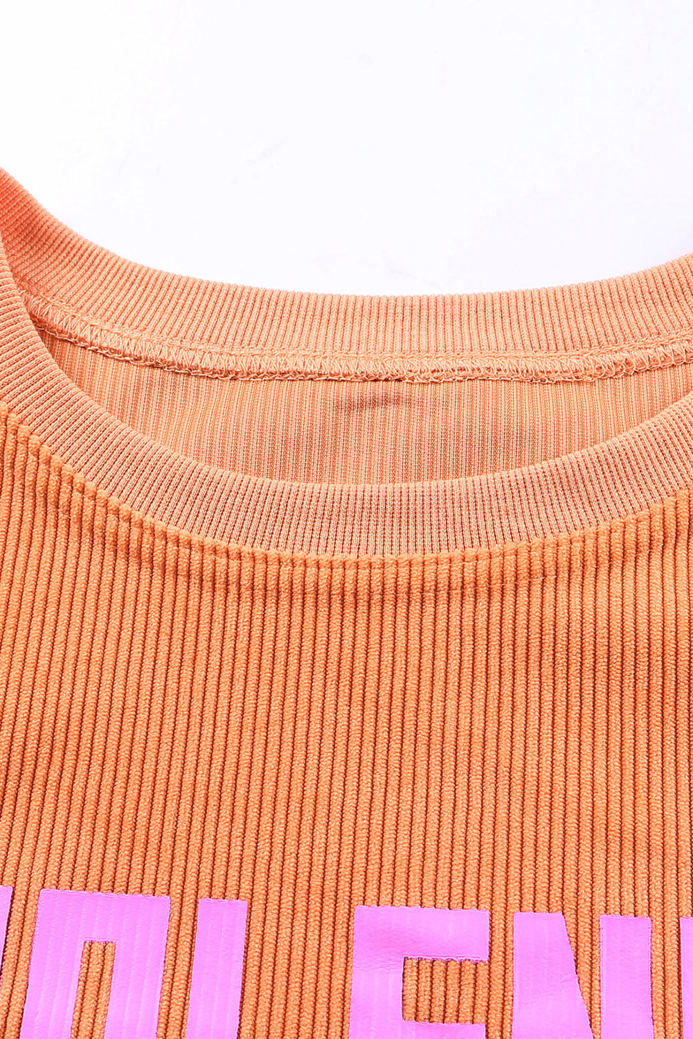 Orange Jolene Letter Print Ribbed Oversized Sweatshirt