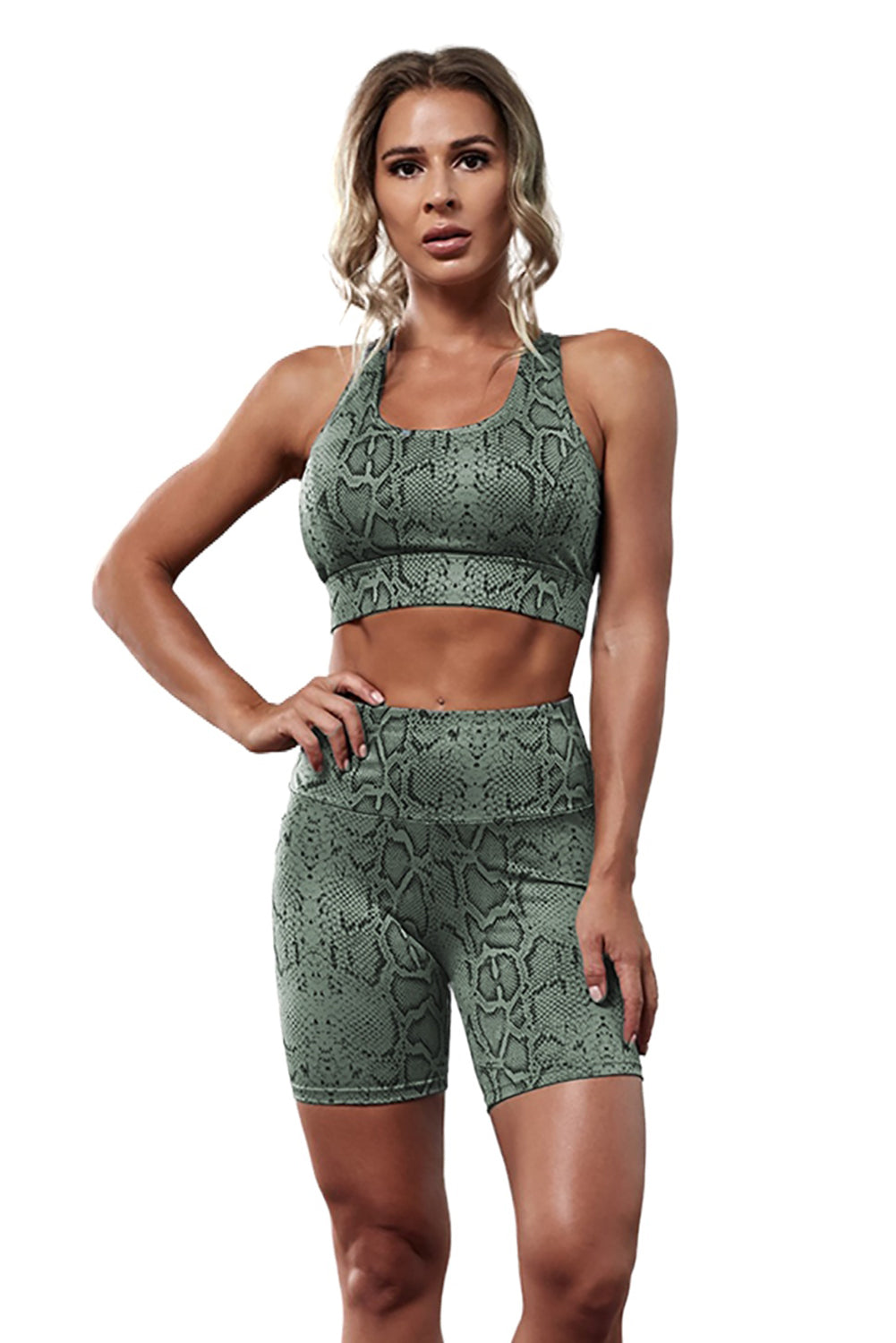 Cobra Yoga Fitness Sport Bra & Midi Shorts Set