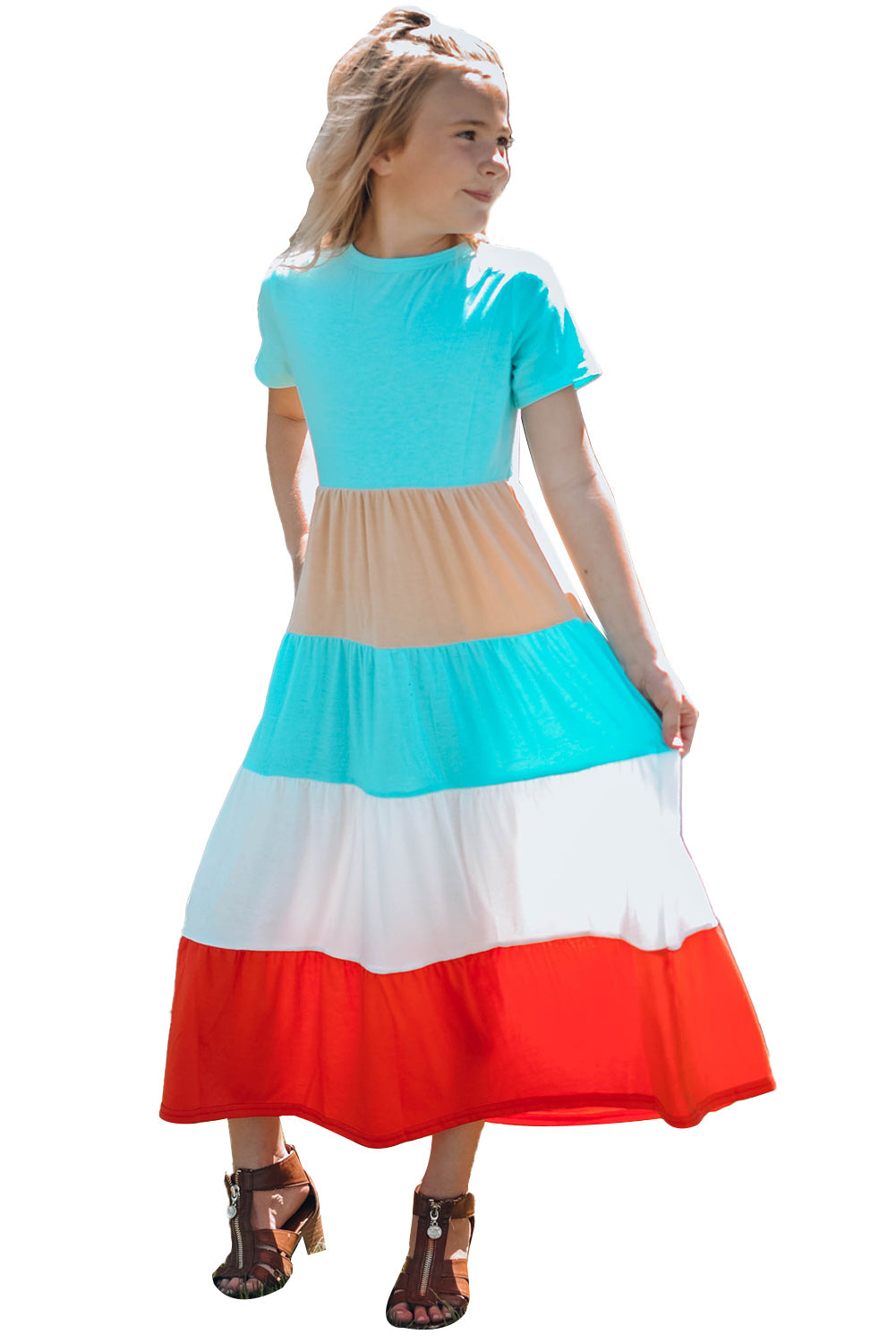 Multicolor Colorblock Tiered Maxi Dress Mommy & Me Dress