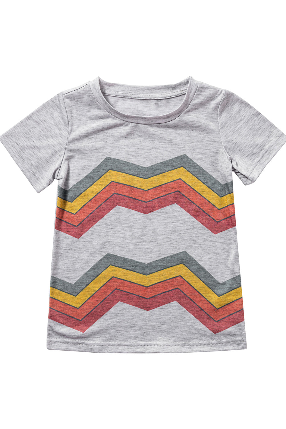 Colorful Wavy Stripes Print Short Sleeve Tee