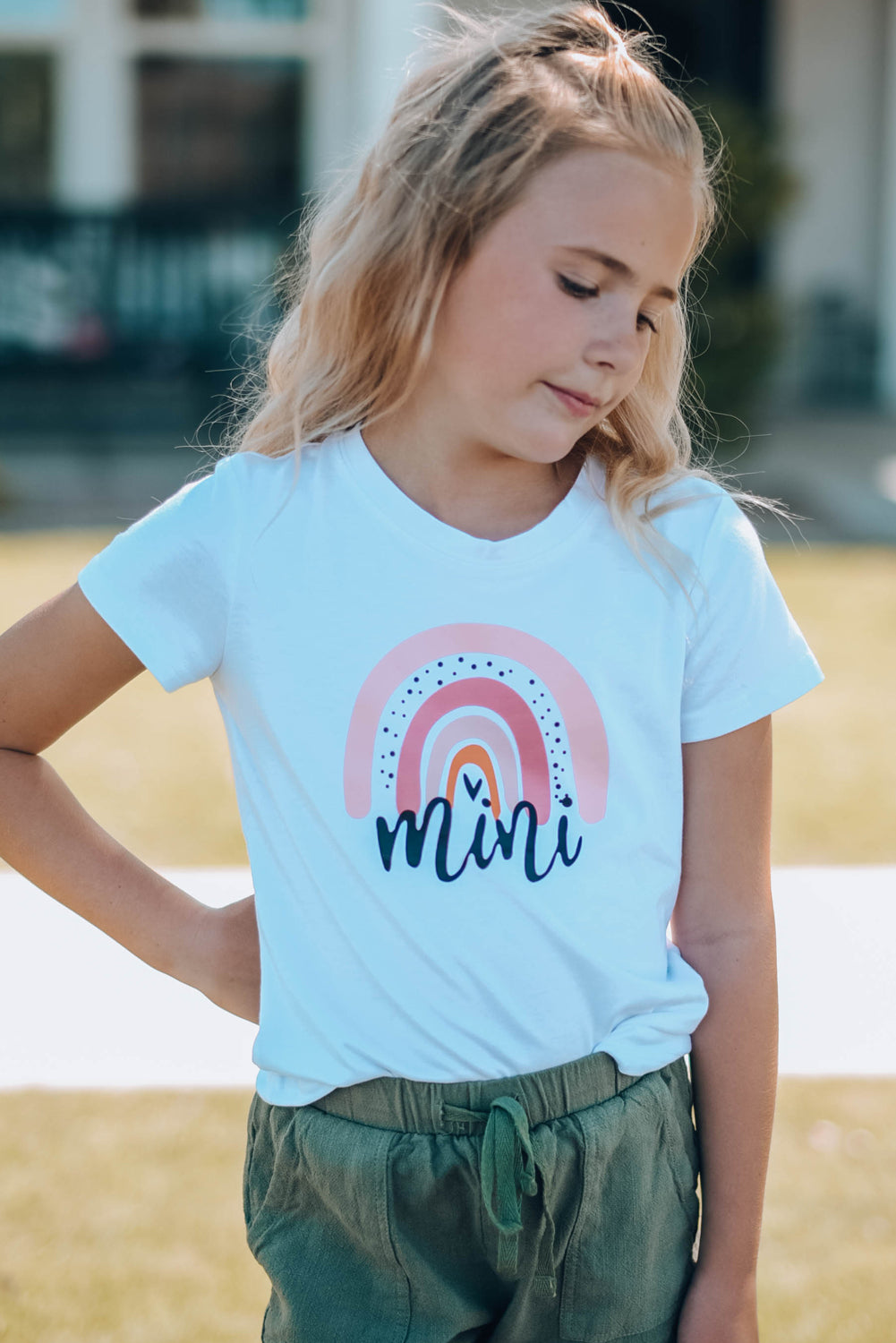 Casual Rainbow Mini Print T-Shirt For Kids