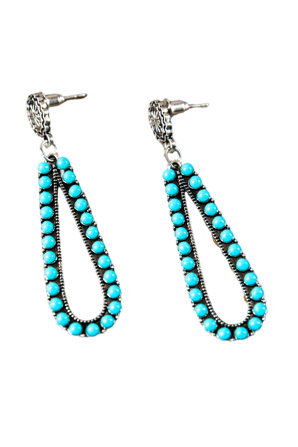 Western Waterdrop Turquoise Stud Drop Earrings