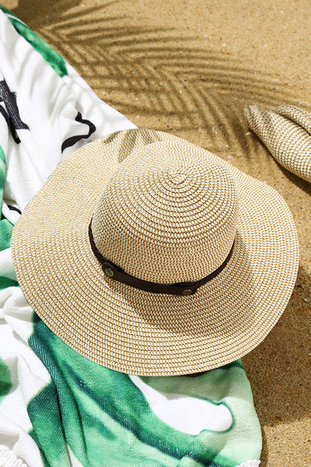 Beige Elegant Foldable Wide Brim Straw Hat