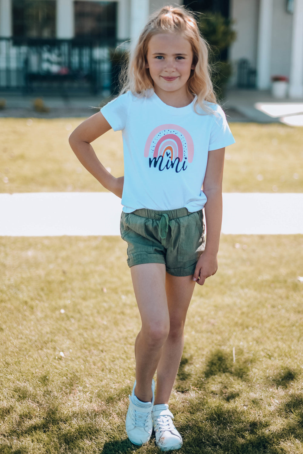 Casual Rainbow Mini Print T-Shirt For Kids