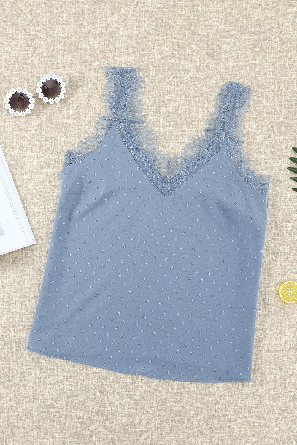 Eyelash V Neck Cami Tank Top