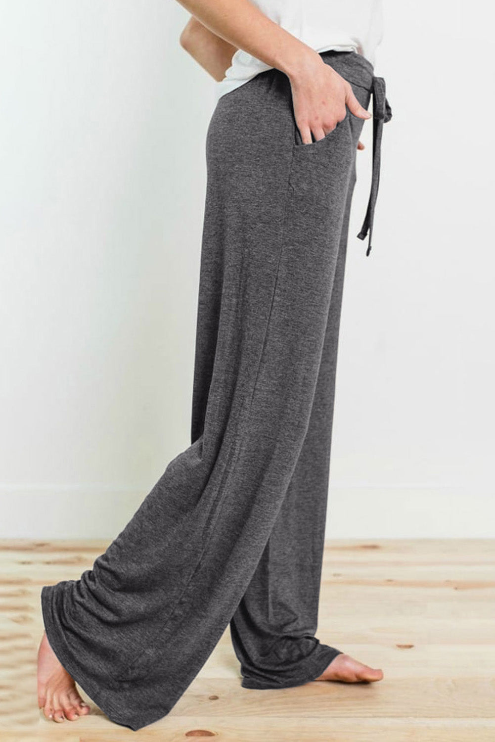 Wide Leg Drawstring Loungewear Pants