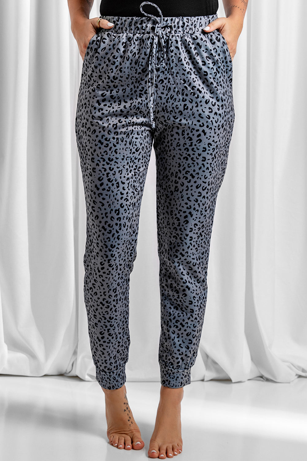 Leopard Pocket Breezy Drawstring Joggers