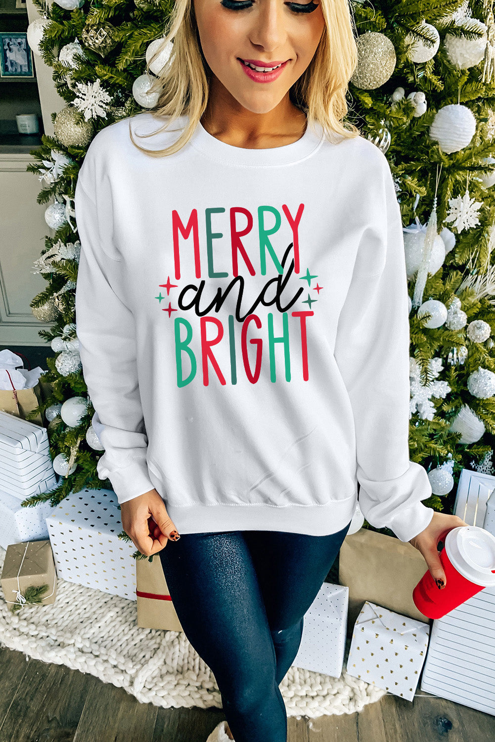 Grey Christmas Letter Print Graphic Long Sleeve Sweatshirt