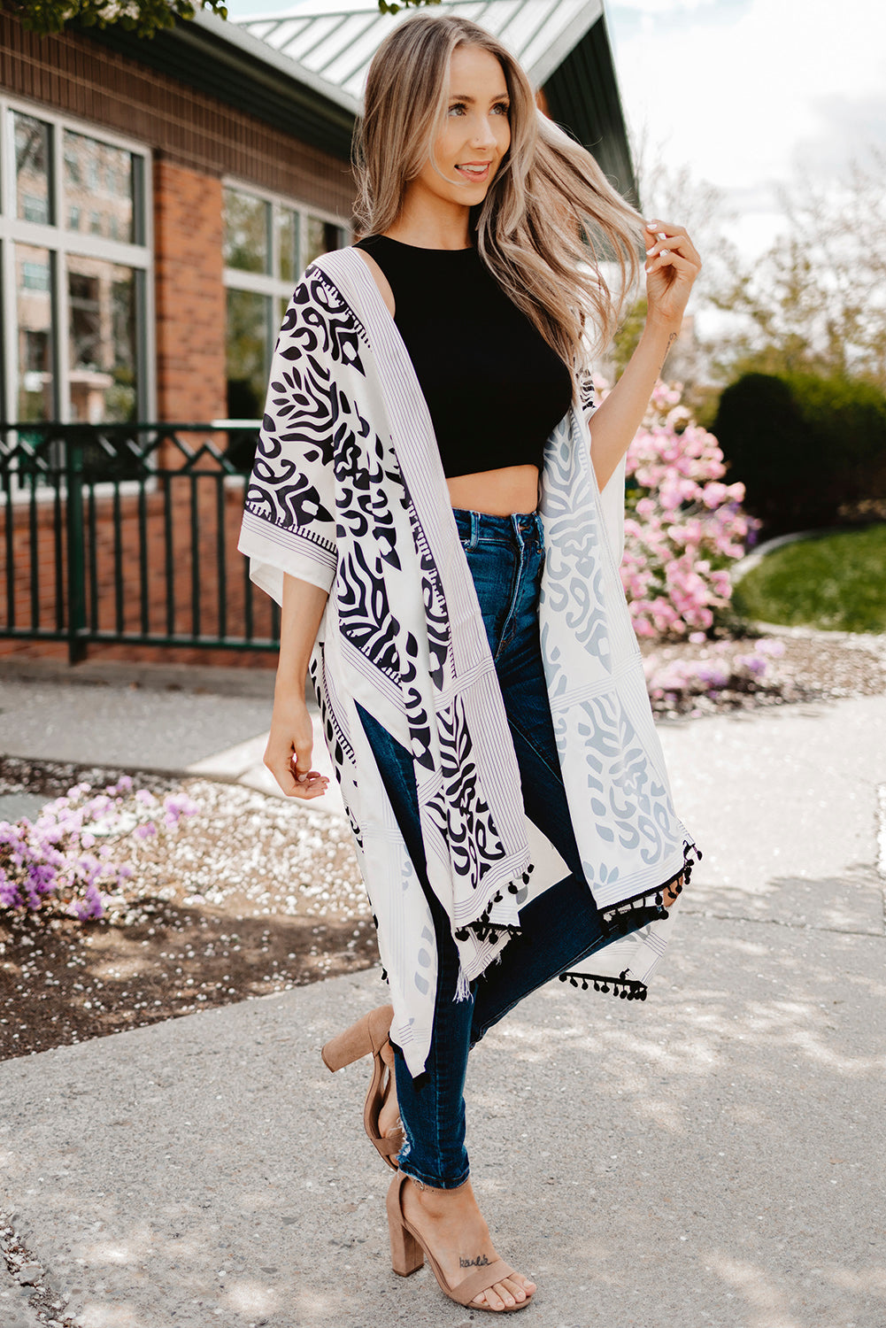 Prowess Pom Pom Kimono Cover Up