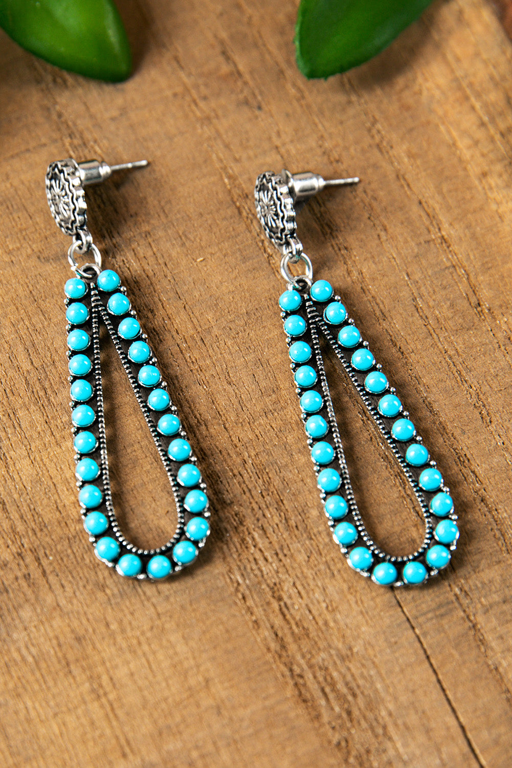 Western Waterdrop Turquoise Stud Drop Earrings