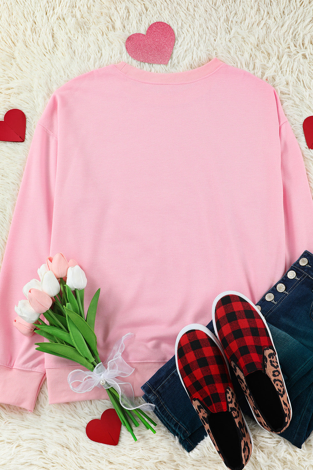 Heart Letters Print Casual Graphic Pullover Sweatshirt